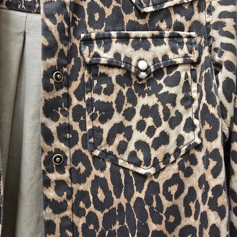 ALLSAINTS Ezra Leopard Print Snap Long Sleeved Jacket Top Size 0 - Picture 6 of 8